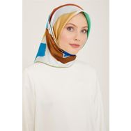 Armine 9125-34 Beyaz Karma Desen Tivil İpek Eşarp