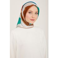 Armine 9125-83 Gri Geometrik Desen Tivil İpek Eşarp
