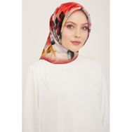 Armine 9133-01 Gül Kurusu-Turuncu Çiçek Desen Tivil İpek Eşarp