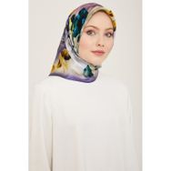 Armine 9133-53 Morcivert-Neon Sarı Çiçek Desen Sura İpek Eşarp