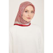 Armine 9151-31 Siyah-Kırmızı Geometrik Desen Tivil İpek Eşarp