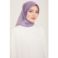 Armine 9152-04 Lila-Soft Yeşil Dijital Örgü Desen Tivil İpek Eşarp