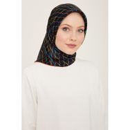 Armine 9152-11 Siyah Kırmızı Dijital Örgü Desen Sura İpek Eşarp