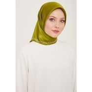 Armine 9154-84 Yeşil-Beyaz Düz Renk Tivil İpek Eşarp
