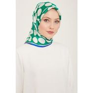 Armine 9156-86 Yeşil-Beyaz Puantiye Desen Sura İpek Eşarp