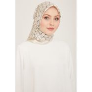Armine 9166-01 Krem Geometrik Desen Tivil İpek Eşarp