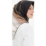 Armine Sport Twill Nostalji Desen Siyah Gold Ekru Vizon Eşarp