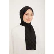 Armine SYR24953 Trend Life Jakarlı Siyah A Logo Dama Desen Kadın Şal