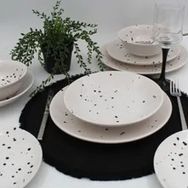 Arna Porselen Point 18 Parça 6 Kişilik Siyah Yemek Takımı