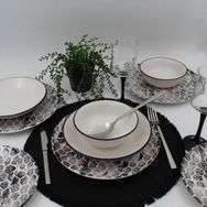 Arna Porselen Snake 8 Parça Siyah Yemek Takımı
