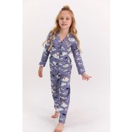 Arnetta Penguen Mor Kız Çocuk Gömlek Pijama Takımı