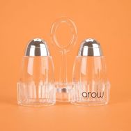 Arow 7 cm Şeffaf Gri Metal Başlıklı Akrilik Tuzluk Seti
