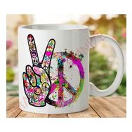 Art Hediye 1-034 Barış Peace İki Taraf Baskılı Kupa Bardak