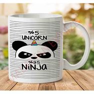 Art Hediye 1-1158 Panda Unicorn İki Tarafı Baskılı Kupa Bardak