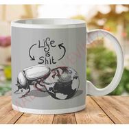 Art Hediye 1-1516 Life is Shit Dung Beetle Rolling the Worldjpeg İki Tarafı Baskılı Kupa Bardak