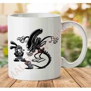 Art Hediye 1-1638 Oswald the Lucky Rabbit Vs Alienjpeg İki Tarafı Baskılı Kupa Bardak