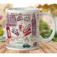 Art Hediye 1-288 Londra Beyaz İki Tarafı Baskılı Kupa Bardak