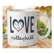 Art Hediye 1-476 Love Volleyball İki Tarafı Baskılı Kupa Bardak