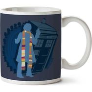Art Hediye 4th Doctor Who Silhouette Tom Baker Tardis Iki Tarafı Baskılı Kupa Bardak