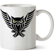 Art Hediye A 1 Tribal Owl By Siyah Baykuş İki Tarafı Baskılı Kupa Bardak
