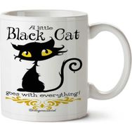 Art Hediye A Little Black Cat Kara Siyah Kedi İki Tarafı Baskılı Kupa Bardak
