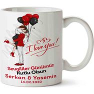 Art Hediye Aşıklar Balonlar Sevgililer Günü Kupa Bardak