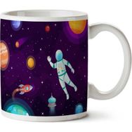 Art Hediye Astronot Gezegenler Iki Tarafı Baskılı Kupa Bardak