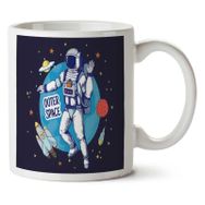 Art Hediye Astronot Roket Iki Tarafı Baskılı Kupa Bardak