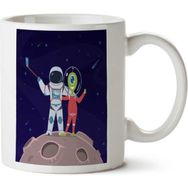 Art Hediye Astronot Uzaylıyla Selfi Iki Tarafı Baskılı Kupa Bardak