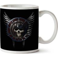 Art Hediye Battle Crest Skull İki Tarafı Baskılı Kupa Bardak