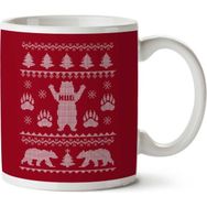 Art Hediye Bear Hug Christmas Knit Iki Tarafı Baskılı Kupa Bardak