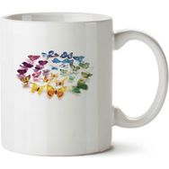 Art Hediye Butterflies 2BKelebek İki Tarafı Baskılı Beyaz Kupa