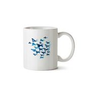 Art Hediye Butterflies 4 Kelebek İki Tarafı Baskılı Beyaz Kupa