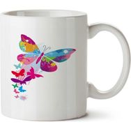 Art Hediye Butterflies Kelebekler İki Tarafı Baskılı Beyaz Kupa