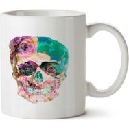 Art Hediye Camıseta Poukans Caveıra Color 30 İki Tarafı Baskılı Beyaz Kupa