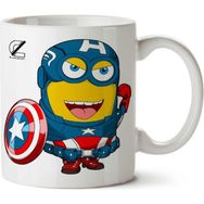 Art Hediye Captain America Minions İki Tarafı Baskılı Beyaz Kupa