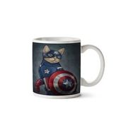 Art Hediye Captain Amerika Kedi Kalkan Iki Tarafı Baskılı Kupa Bardak