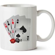Art Hediye Cartas De As İki Tarafı Baskılı Beyaz Kupa
