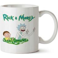 Art Hediye Cartoon Rick E Morty İki Tarafı Baskılı Beyaz Kupa