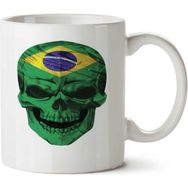 Art Hediye Caveira Brasil - Skull Brezilya İki Tarafı Baskılı Kupa Bardak