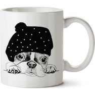 Art Hediye Dog Masum Köpek İki Tarafı Baskılı Beyaz Kupa