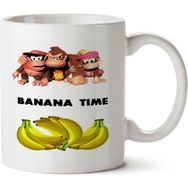 Art Hediye Donkey Kong Banana İki Tarafı Baskılı Beyaz Kupa
