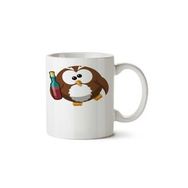 Art Hediye Drunk Cartoon Owl İki Tarafı Baskılı Beyaz Kupa