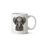 Art Hediye Elephant Fil 2 Müzik Kulaklık İki Tarafı Baskılı Kupa