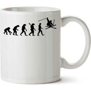 Art Hediye Evolution Skiing Kayakçılığın Evrimi İki Tarafı Baskılı Beyaz Kupa