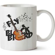 Art Hediye Fly Black Bird İki Tarafı Baskılı Beyaz Kupa