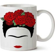 Art Hediye Frida Kahlo Gül İki Tarafı Baskılı Kupa Bardak