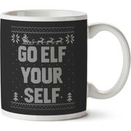 Art Hediye Go Elf Yourself Christmas Knit Pattern İki Tarafı Baskılı Kupa Bardak