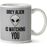Art Hediye Grey Alien Watching You Men's İki Tarafı Baskılı Kupa Bardak