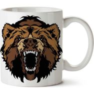 Art Hediye Grizzly Bear Roaring İki Tarafı Baskılı Kupa Bardak